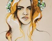 Portrait Illustration - Maude Gouache/Ink/Graphite 8x10 Print