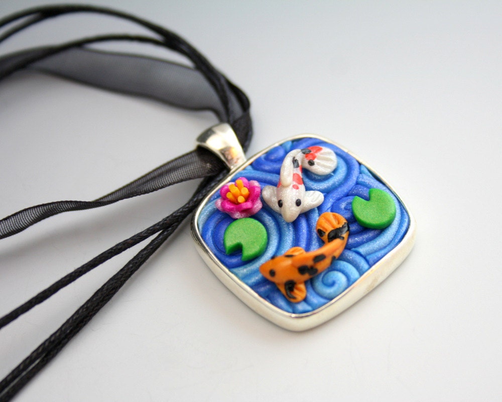 Fimo Koi Necklace (Large Square)
