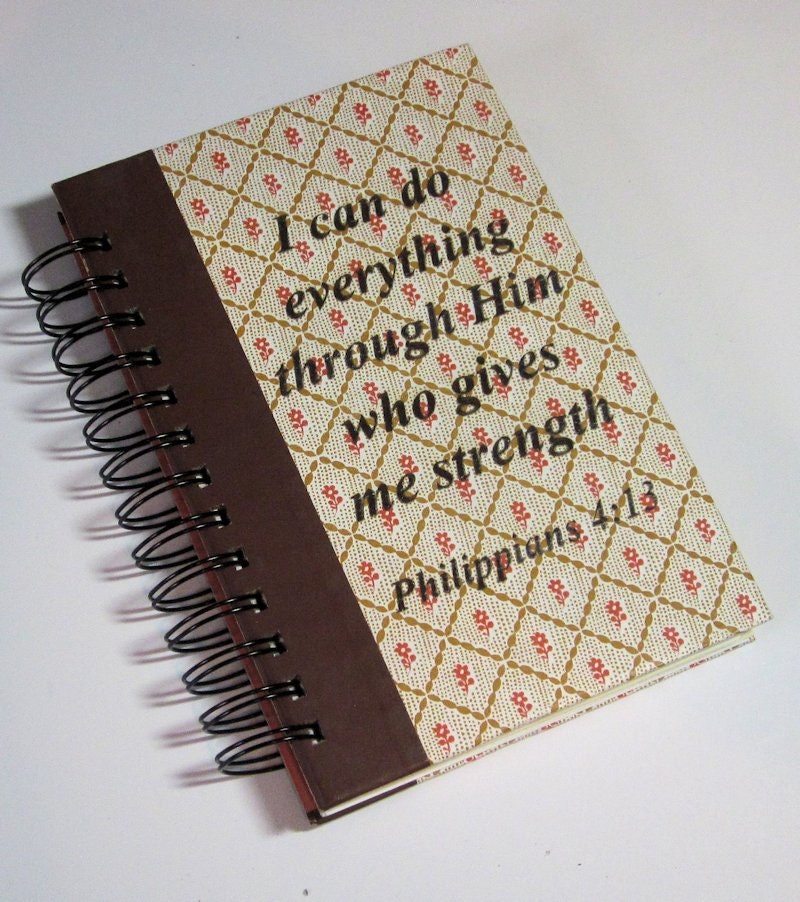 I Can Do Everything Philippians 4:13 Journal Handmade from Recycled Readers Digest Book