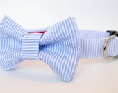 Seersucker Bow Tie Dog Collar - Your choice of color