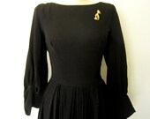 1960s Dress // Little Black Dress // Full Skirt Dress