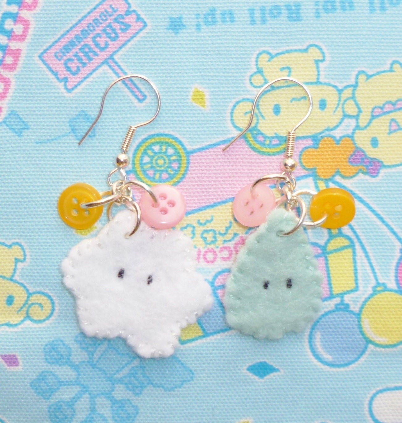 Whatever the weather - felt raindop and cloud earrings