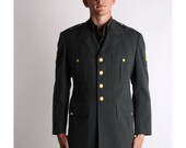 Vtg Military Jacket . Army Green Men's Blazer . 1960s Vintage