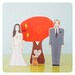 Custom Fall Wedding Cake Topper Couple with Pet and Personalized Large Fall Sweetheart Tree