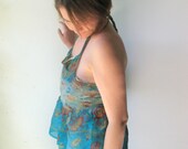 Nuno Felted Silk Georgette Halter Neck Tie Top Blue