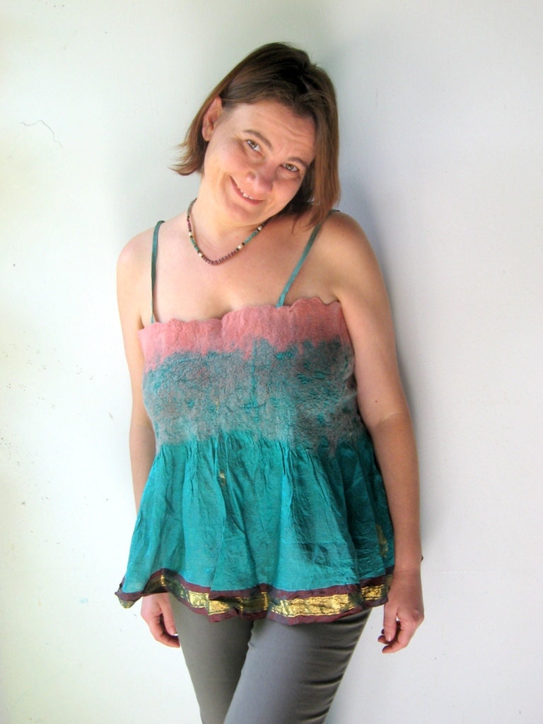 Nuno Felted Silk Strapped Tube Top