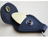 Customized Guitar Pick - Black Leather Case - Hammered Pick - Daddy Gift - Father's Day - Copper Personalized Pick