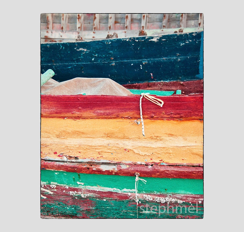 Abstract Photography. Boats (detail), 8x10 fine art print. Wall decor, rustic, mediterranean