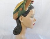1950's Vintage NOS Unworn Tri Color Hat with Peek A Boo Flowers Star Millinery Co