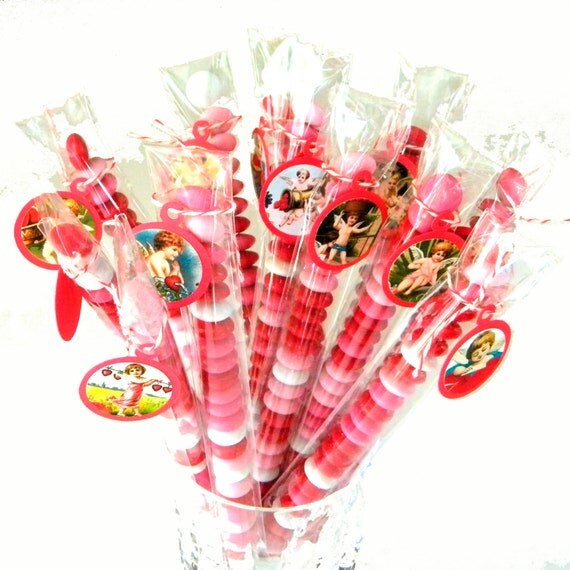 Victorian Valentine Party Favors, Candy Treat Bags, Cupids Il_570xn