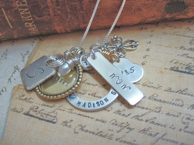 Family Custom Hand Stamped Necklace ... Mothers Necklace ... Personalized Jewelry ... Metalwork..Stamped Jewelry