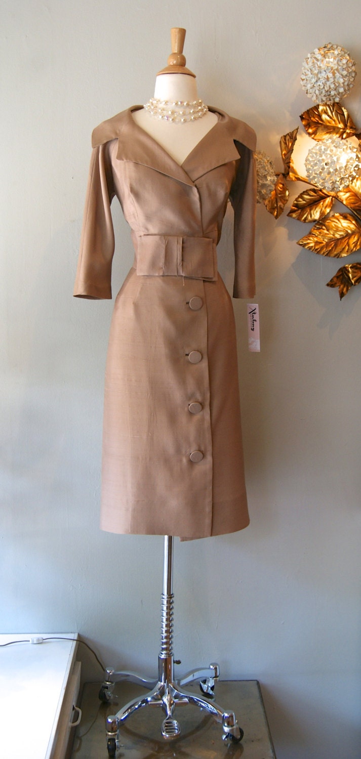 1950s Dress // Vintage 50s Silk sophistication Dress