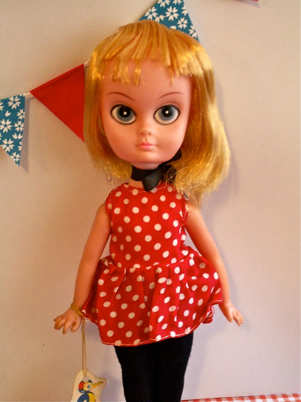 Vintage Rare Herman Pecker Blonde Doll Pre Blythe Big Eyed Susie Sad Eyes Type