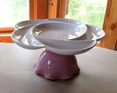 Godetia / Flower Petal Pink and White Repurposed Vintage Candy Dessert Cake Stand