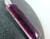 Fused Glass Pendant - Modern Purple Rectangle - Ready to Ship