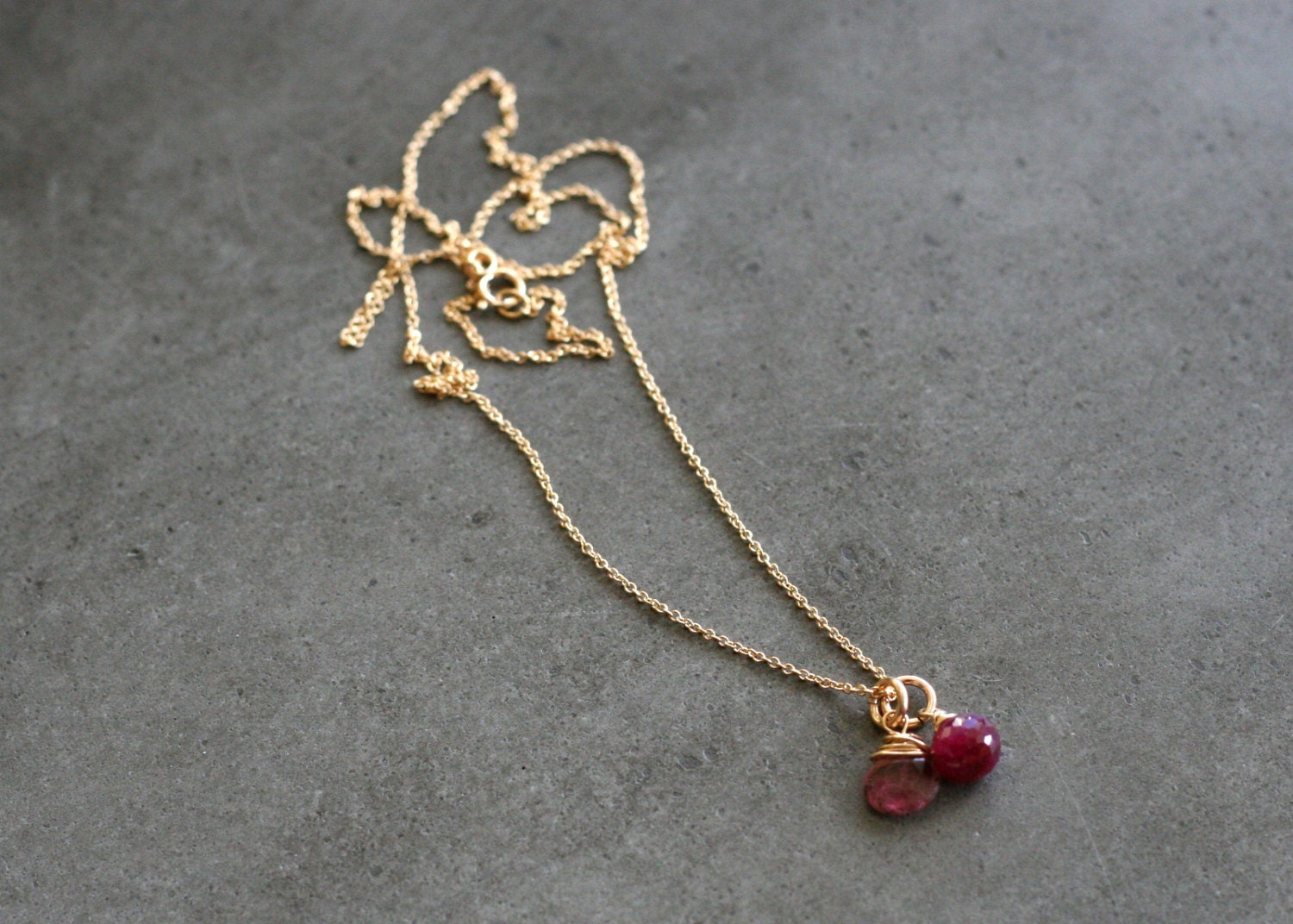 Faceted Ruby and Pink Tourmaline in 14k Gold Fill