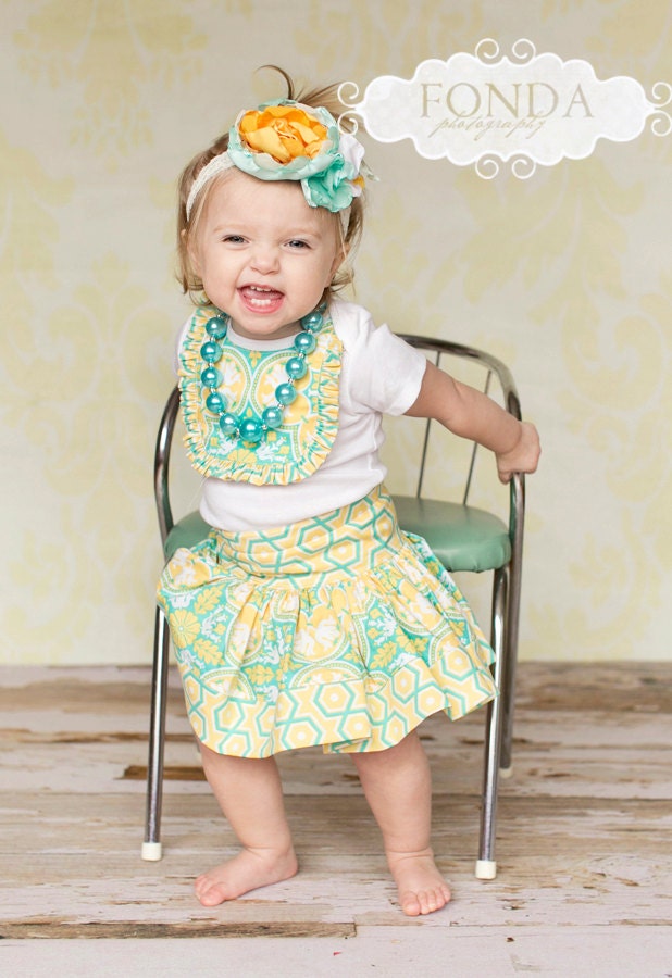 Made to match the Mint yellow flowery Outfit by Amy's Buttons & Bows Chunky Necklace