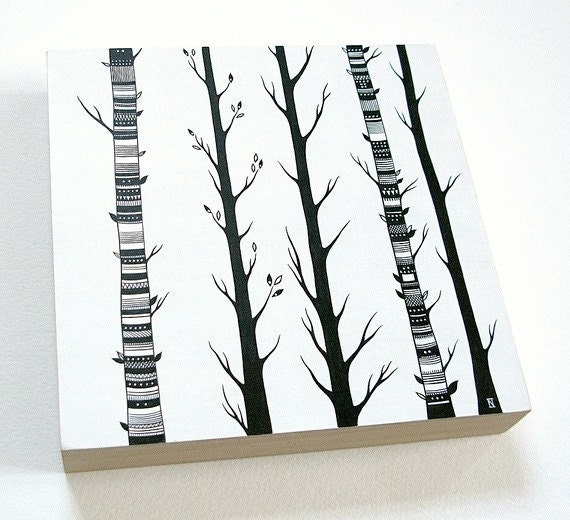 silent sigh 1 // original contemporary forest painting on deep-edge wood panel // by natasha newton