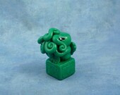 Jade Green Cthulhu Figure with Base, Original Horror Sculpture Inspired by H.P. Lovecraft