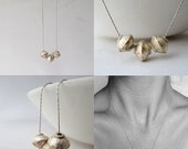 Silver Bead Necklace, Eco design Necklace, Silver Leaf Necklace, Simple Basic Necklace, Everyday jewelry