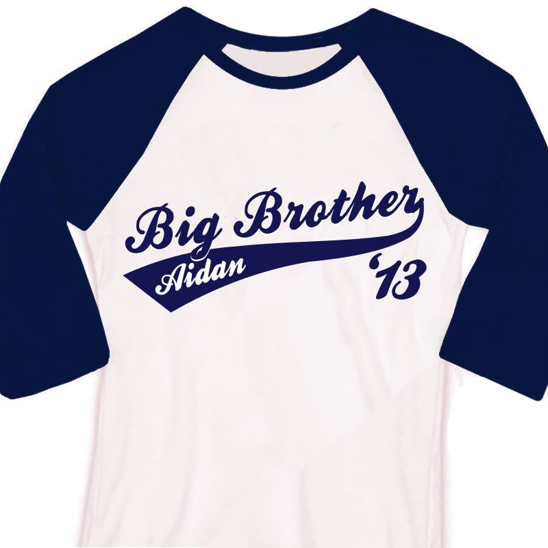 Big brother or big brother to be '13 sporty swoosh 3/4 sleeve length raglan shirt