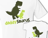 Matching dad and kid / baby dinosaur theme daddysaurus and babysaurus Tshirt or onesie gift set
