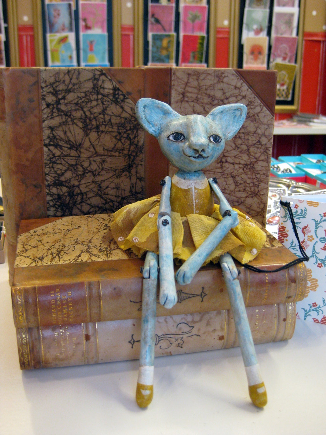 Art doll Magdalena paperclay cat doll