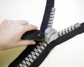 Silver GIANT ZIPPER w/ chunky oversized fully-separating teeth - jacket zips by orgXIIIorg