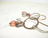 Strawberry glass earrings sand opal brass summer fashion pamelasjewelry one of a kind