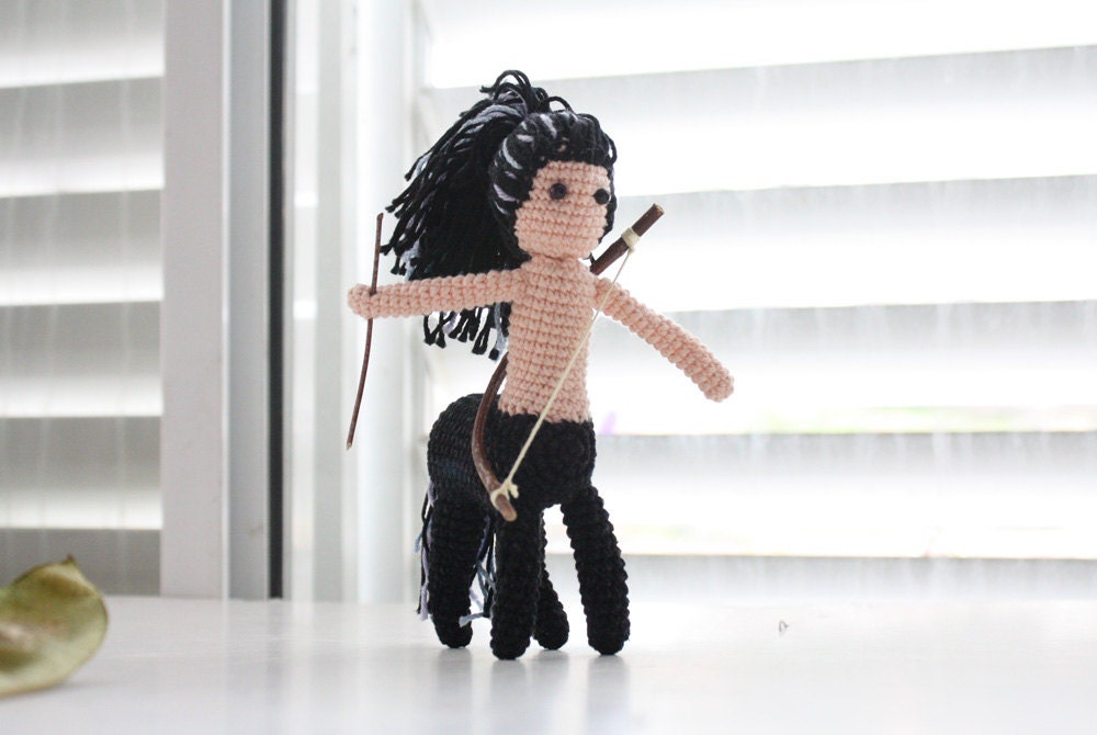 Crocheted Amigurumi Doll, Centaur, Handknit Sagittarius, Zodiac, Amigurumi Miniature, Self standing toy, Handmade unusual doll, wild beast