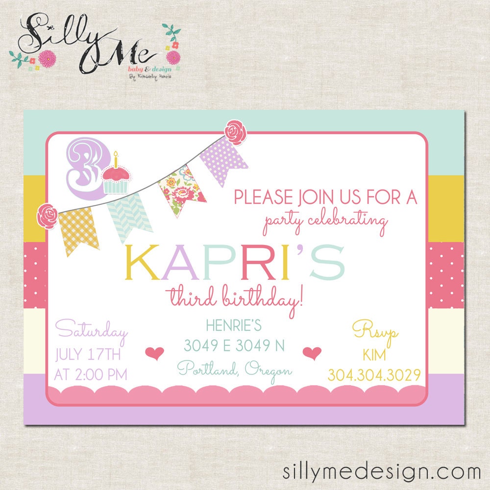 Cupcake Banner- Custom Birthday Party invitation