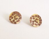 Spotted - Leopard / Cheetah Print Button Earrings - Animal Print Jewelry