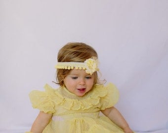 Flower Girl headband, little girl headband, pom trim, headband, flower girl gift, more colors available
