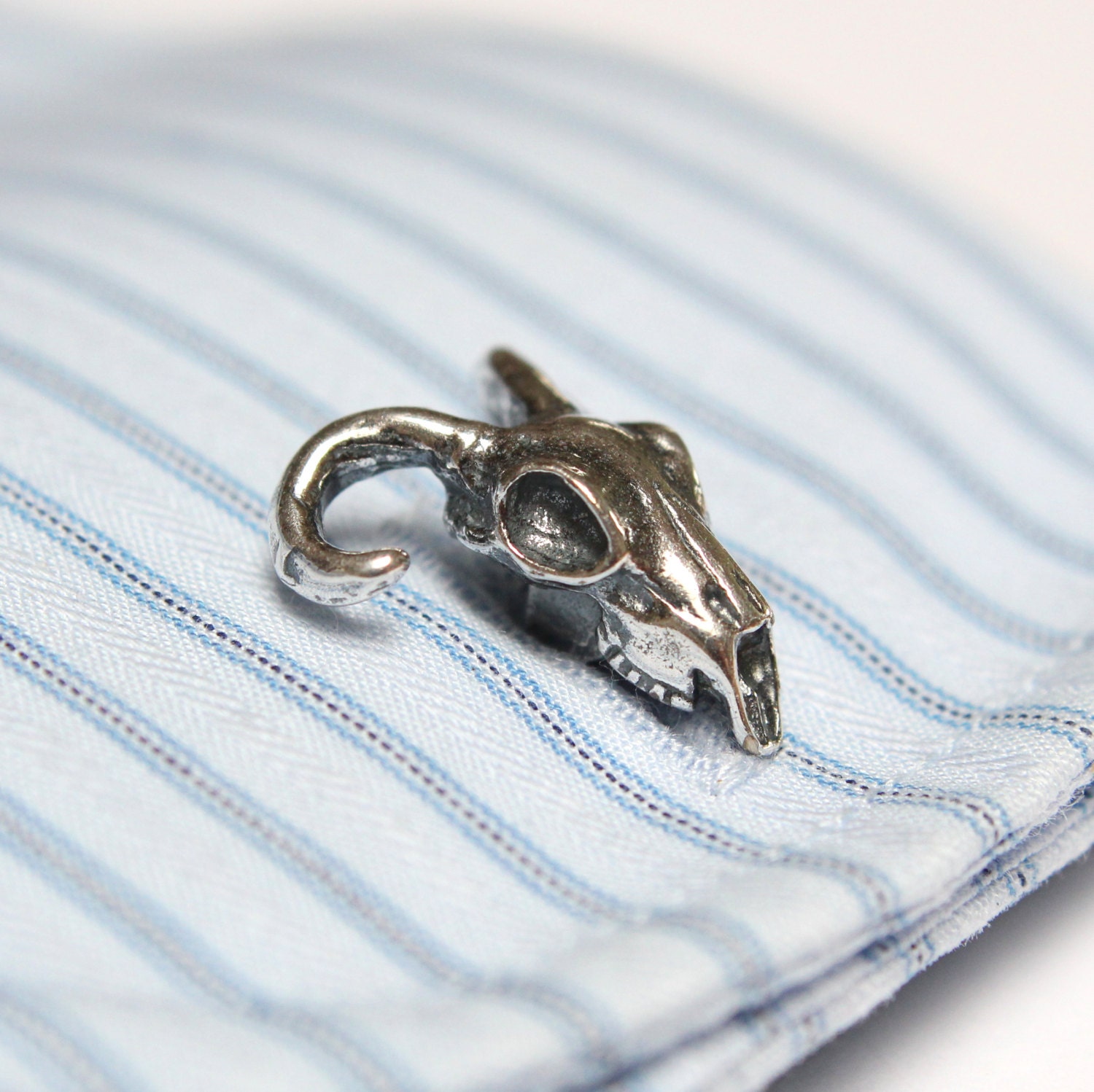 Silver Ram Skull Cufflinks