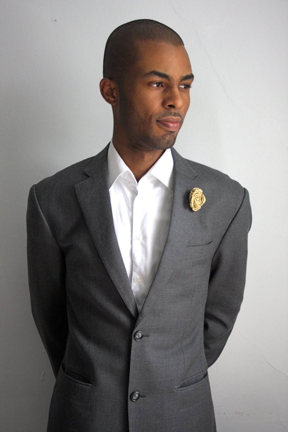 Mens lapel flower, gold, boutonniere