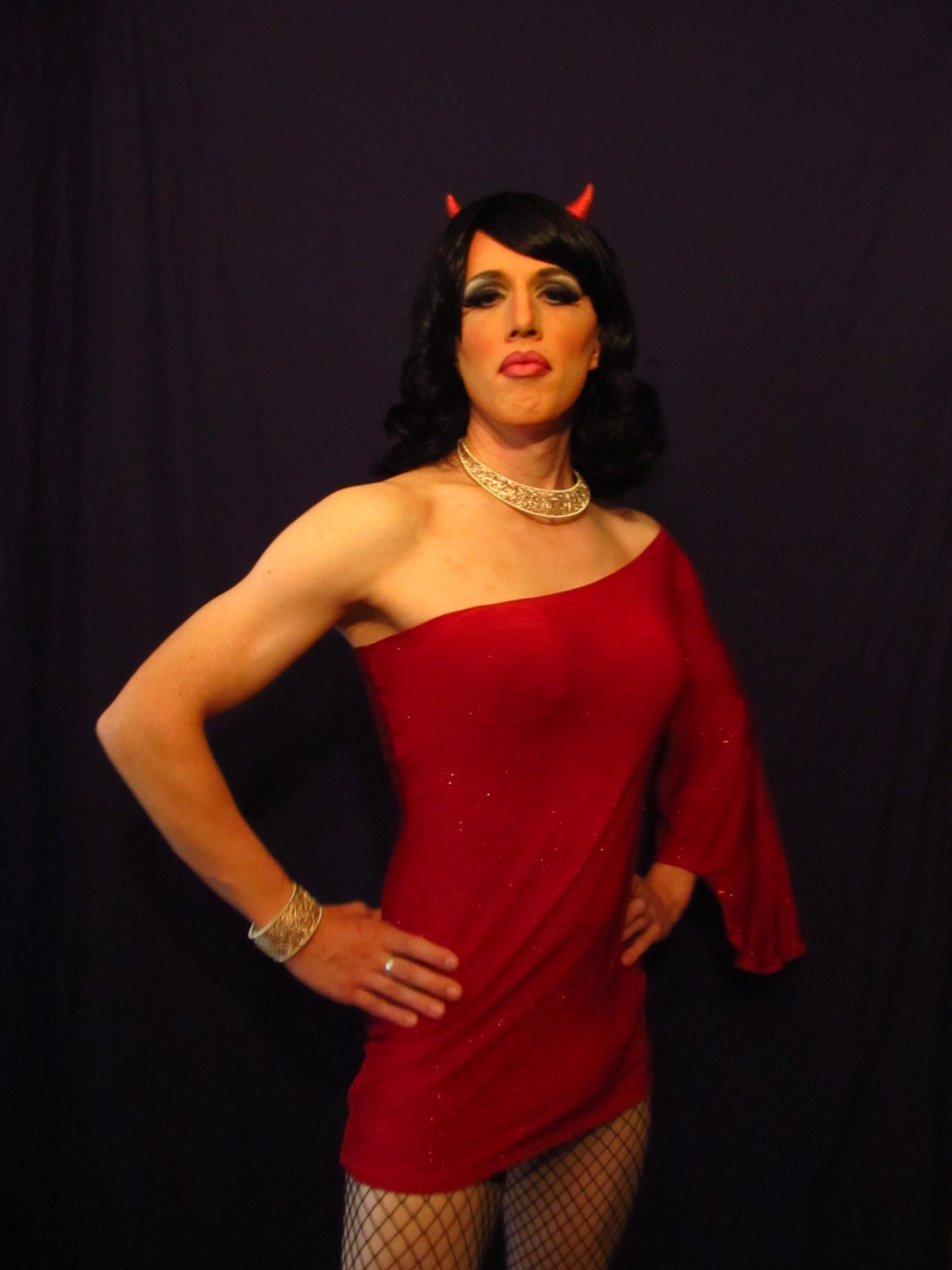 Red Dress Party, Super Mini asymmetrical red glitter stretch dress, devil dress/costume, LSP Duchess Gummybuns