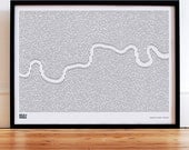 London History Timeline in Sheer Slate - decorative screen print