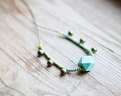 Geometric Jewelry  / Wooden Brass Necklace/ Mint Necklace