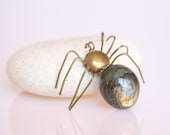 Labradorite Gemstone Spider, Jewelry prop, vintage home decor