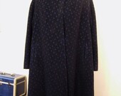 Atomic Midnight 50's Swing Coat Black Royal Blue Textured Wool Luxury Fabric Woven France 40's M L Gothic Lucy