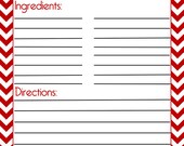 Red Chevron Recipe Page & Filler Page
