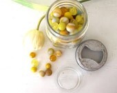 Vintage marbles with ball jar instant collection assorted styles but all yellow