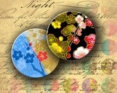 INSTANT DOWNLOAD Digital Collage Sheet Japanese Paper Half and Half 1 inch circles - DigitalPerfection digital collage sheet 004