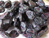 13x11mm Opaque Jet Black Picasso Czech Glass Trilobite Beads - Qty 10 (B62)