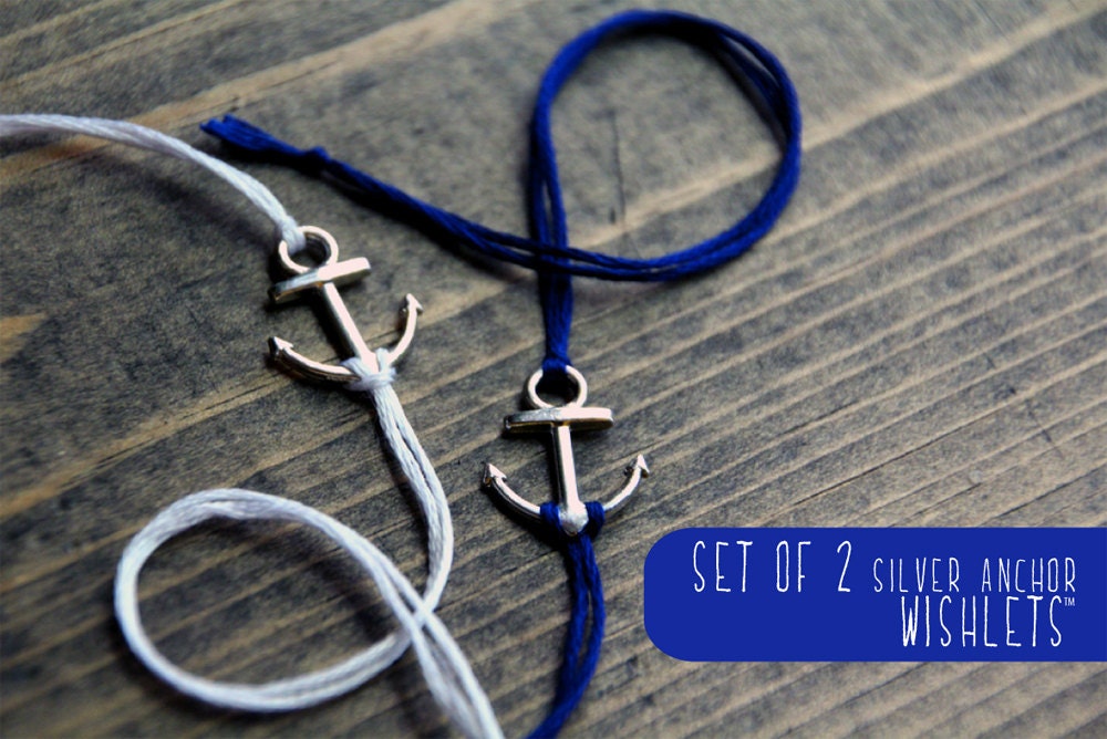 set of 2 letterhappy wishlets personalized nautical friendship bracelets silver anchor jewelry wish bracelet summer beach jewelry