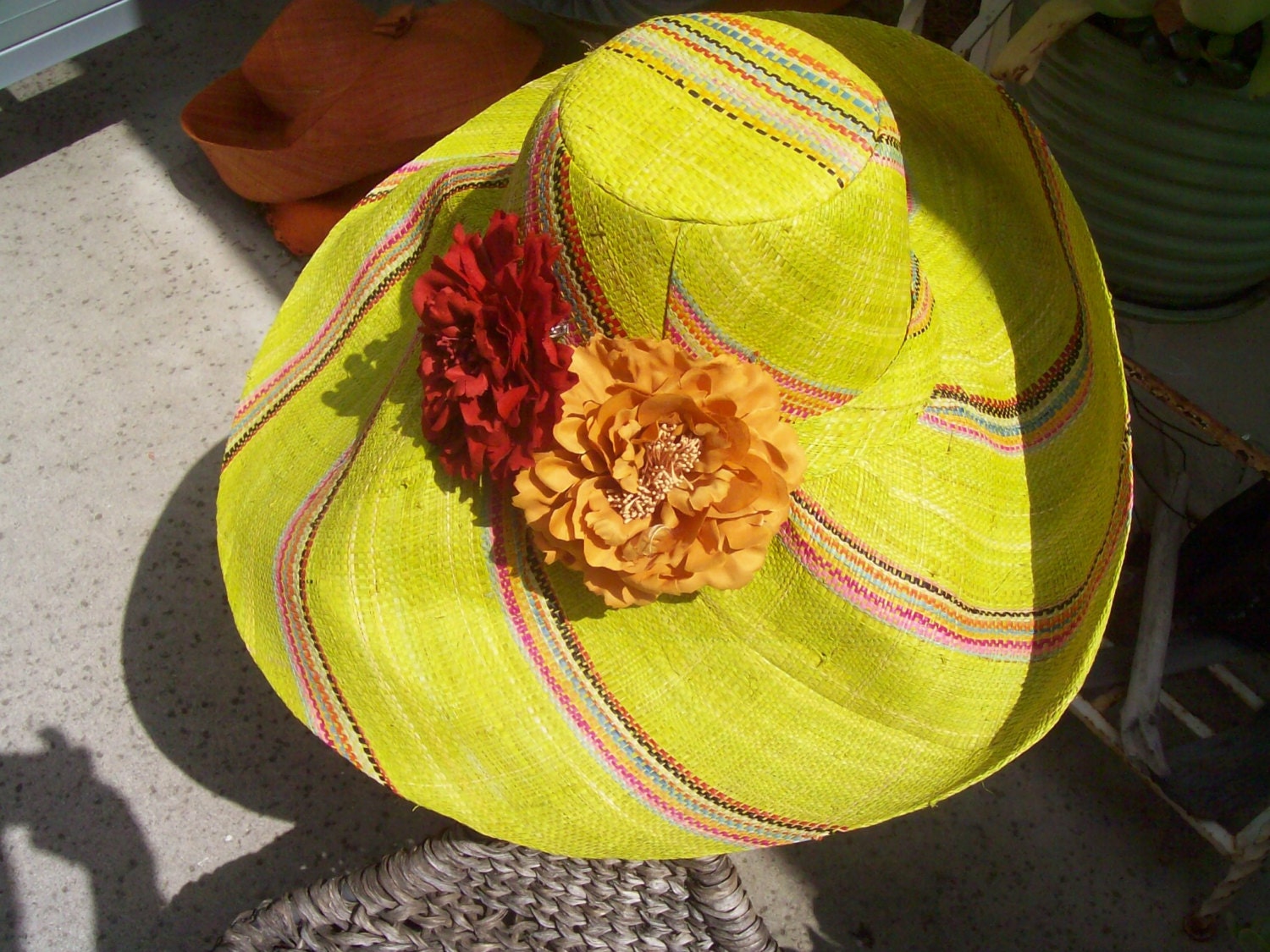 Chartreuse Stripe Tea Party Hat