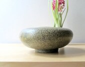 earth day vintage pottery bowl, sage green flower vase, bulb starter