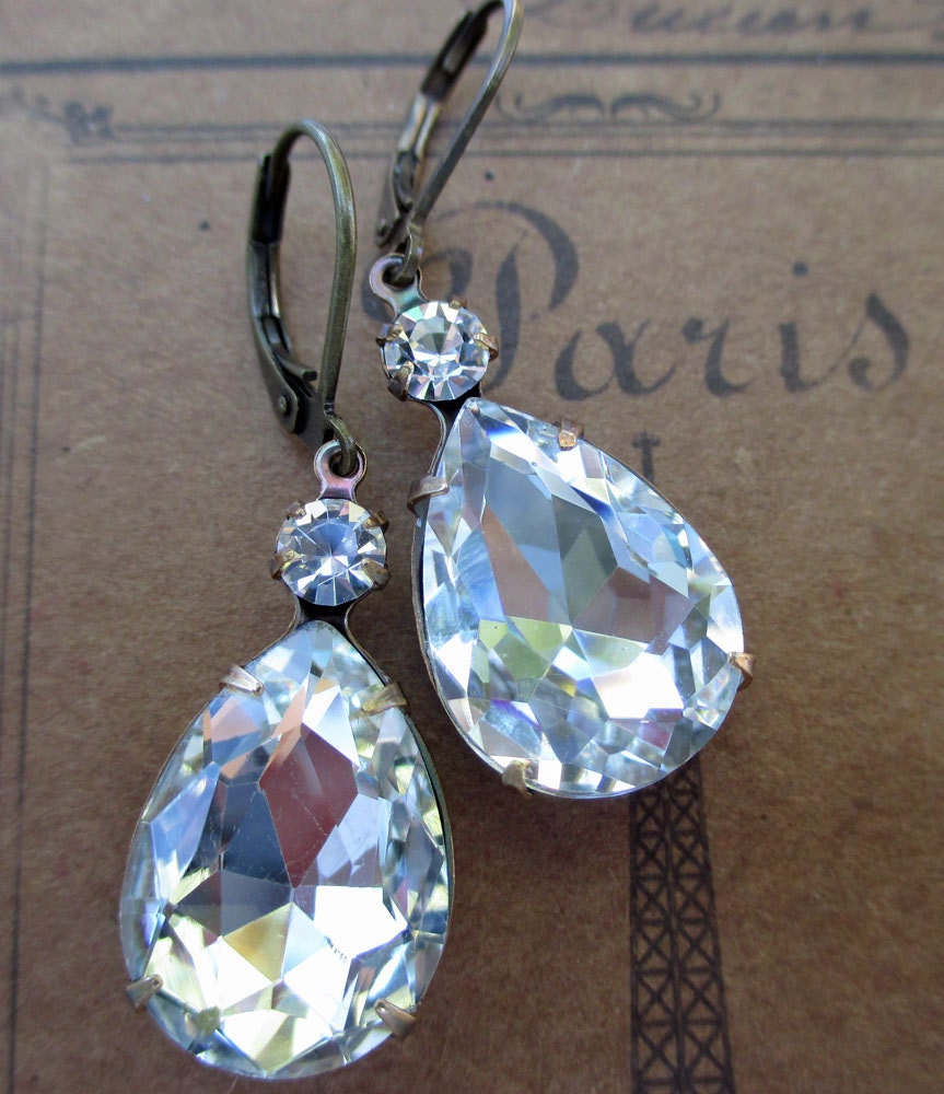 Estate Style Earrings Old Hollywood Bridesmaid Gift Art Deco Crystal Earrings Rhinestone Jewelry Great Gatsby Wedding MAYFAIR Crystal