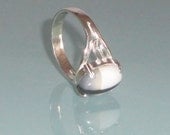 Mosaic Gemstone Cabochon Howlite Mother of Pearl Hematite Sterling Silver Ring