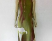 Vintage 80's Dress, Silk Asymmetrical Water Color Maxi Dress, Watercolor Flower Print Dress, Asymmetrical Dress